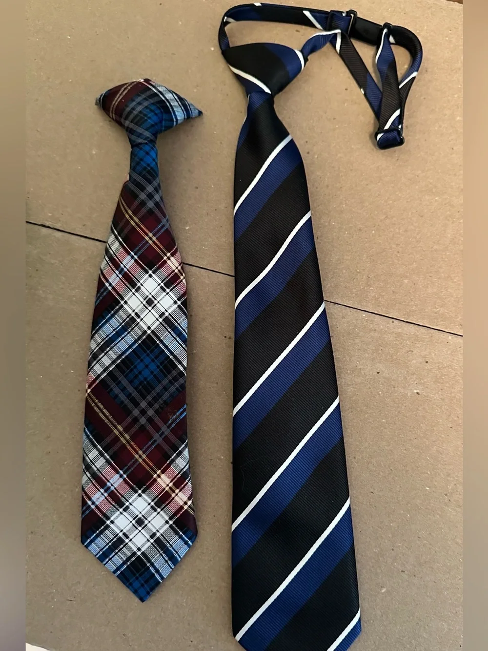 Bundle of 2 Little Boys Ties Necktie and Clip On Ties